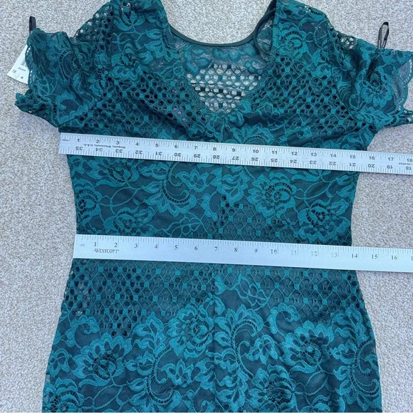 NEW Donna Ricco Hunter Teal Lace Midi Dress Size 4 - Picture 6 of 11